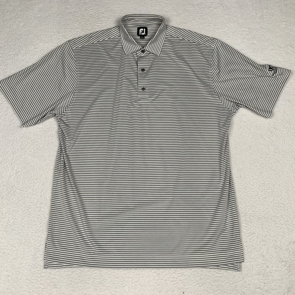 FootJoy Golf Polo Shirt Mens XL Striped Performance Governors Club TN Logo Gray - Picture 1 of 8